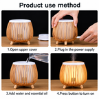 Nordic Wood Grain Aroma Diffuser & Humidifier with 7-Color LED Light – Bird Cage Style Essential Oil Diffuser
