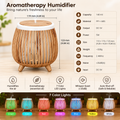 Nordic Wood Grain Aroma Diffuser & Humidifier with 7-Color LED Light – Bird Cage Style Essential Oil Diffuser