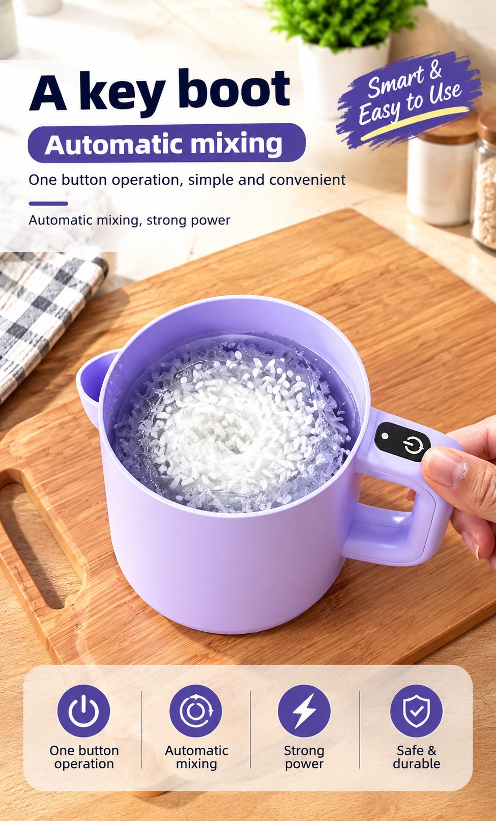 Multifunctional Electric Egg Whisk & Rice Washer – Compact Household Kitchen Mixer & Beater