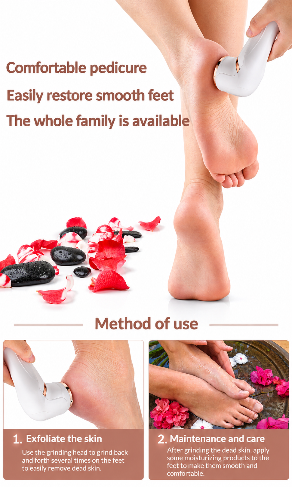Electric Foot Callus Remover & Grinder – Rechargeable Waterproof Pedicure Tool for Dead Skin & Cracked Heels