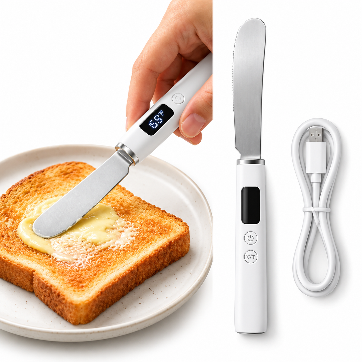 Electric Heated Butter Spreader Knife with Digital Temperature Display – Smart Multipurpose Cheese & Jam Cutter