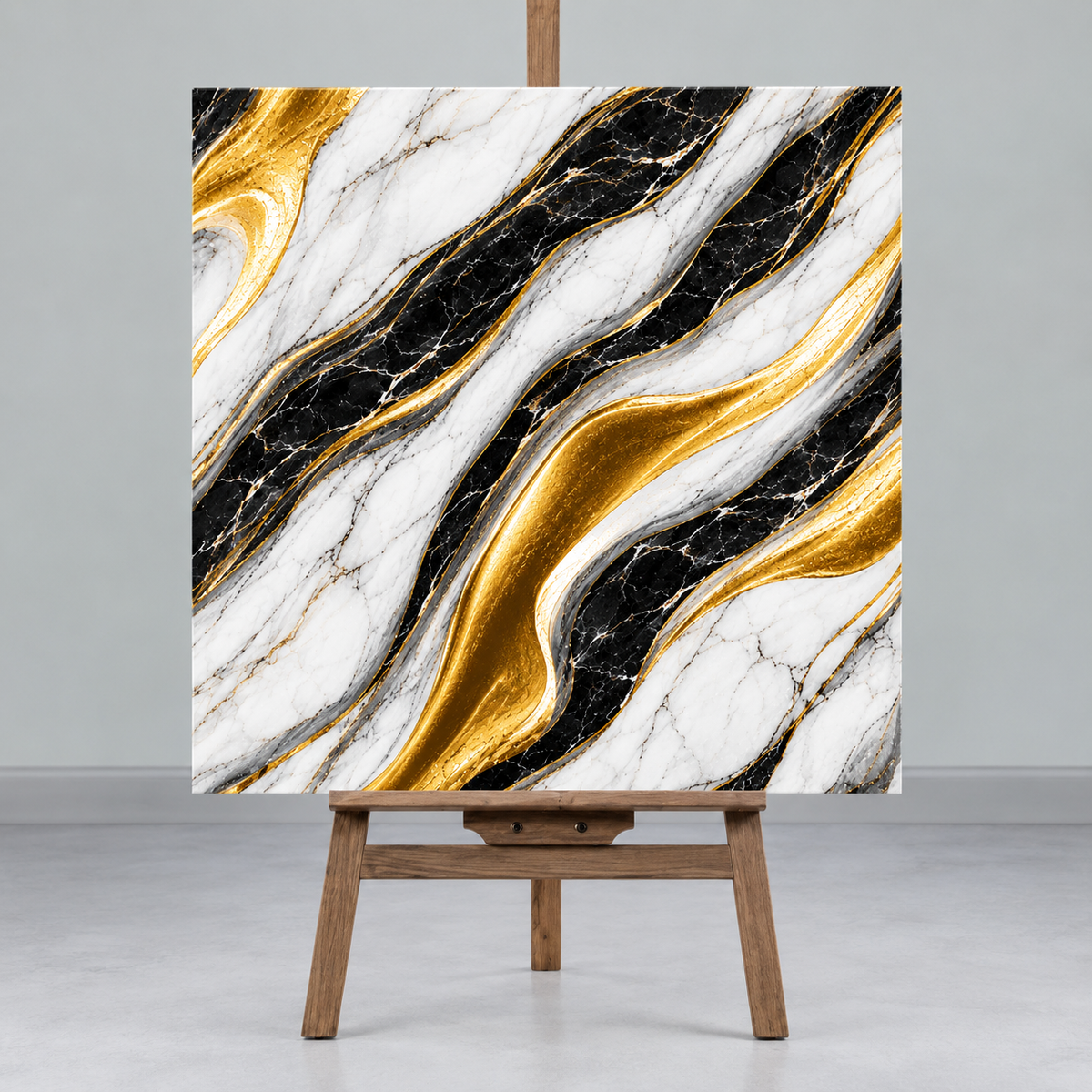 Dark Blue & Golden Abstract Marble Look UV Wall Panels – Self-Adhesive Peel & Stick Tiles (60 cm x 60 cm)
