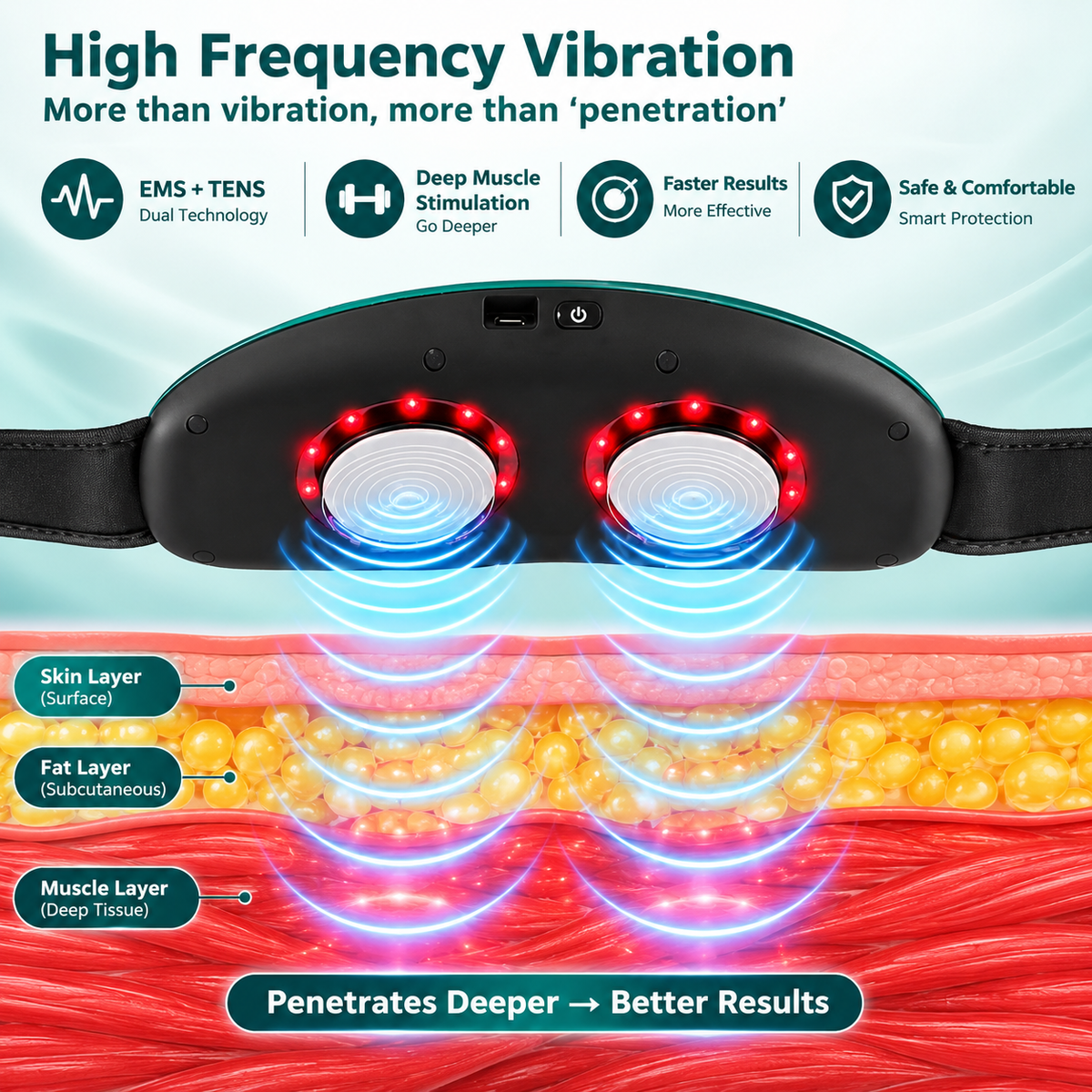 Rechargeable Electric Belly Fat Burner Belt – Vibration Slimming & Anti-Cellulite Waist Massager