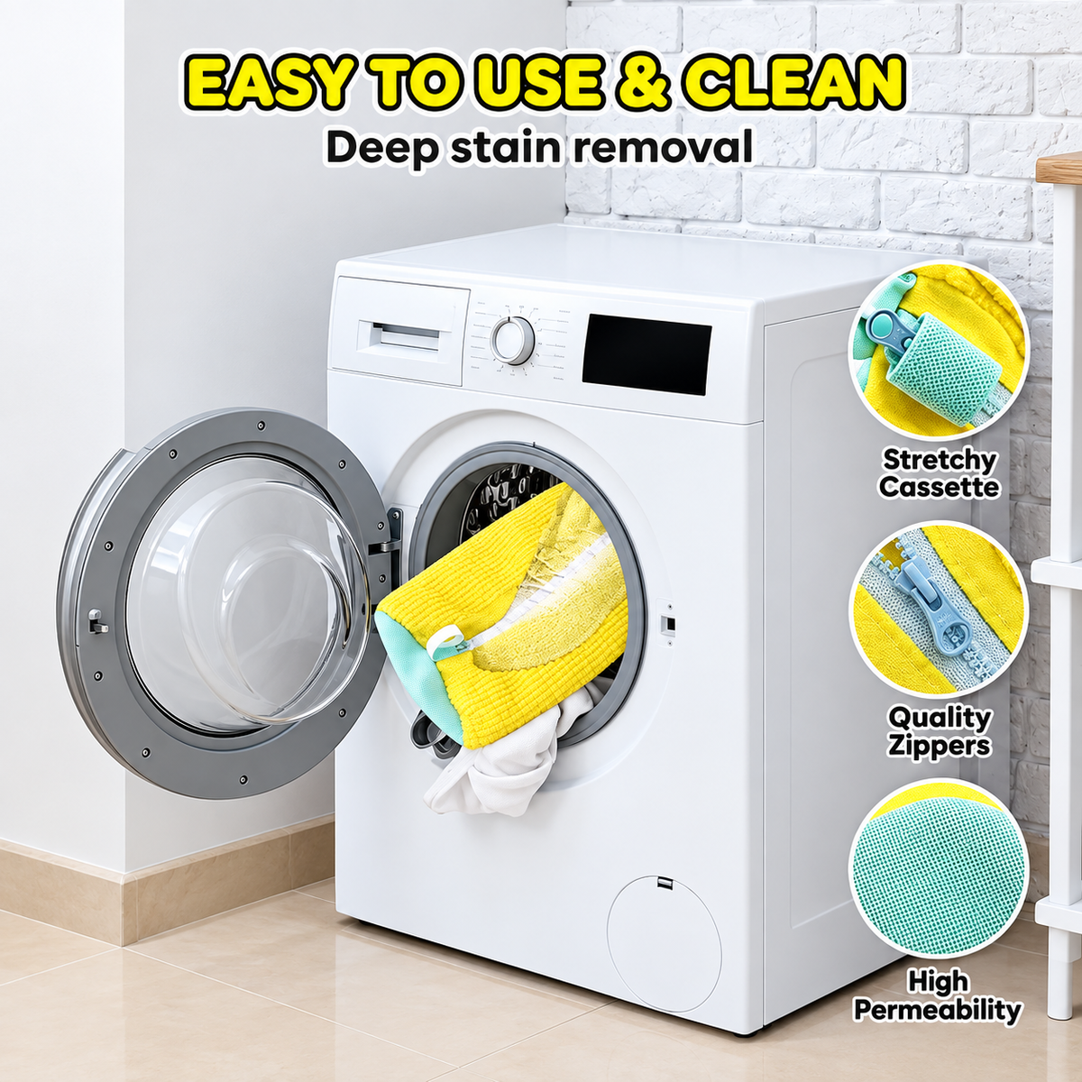 Microfiber Shoe Wash Bag for Washing Machine – Protective Chenille Sneaker Laundry Bag with Zipper & Cushion Padding (Pair)