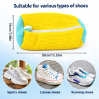 Microfiber Shoe Wash Bag for Washing Machine – Protective Chenille Sneaker Laundry Bag with Zipper & Cushion Padding (Pair)
