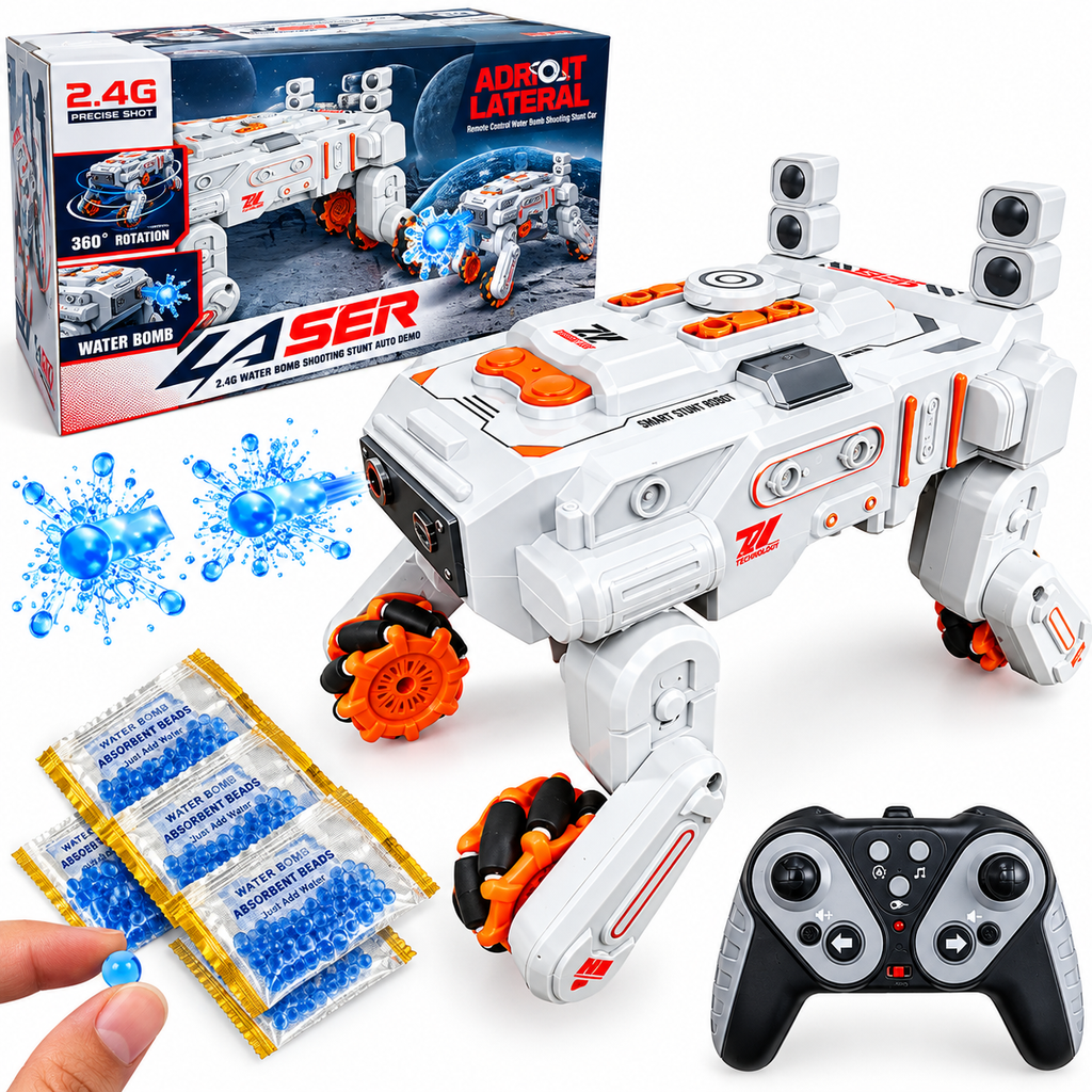 Adroit Lateral LASER 2.4G RC Stunt Robot Toy for Kids – 360° Rotation & Water Bomb Shooting