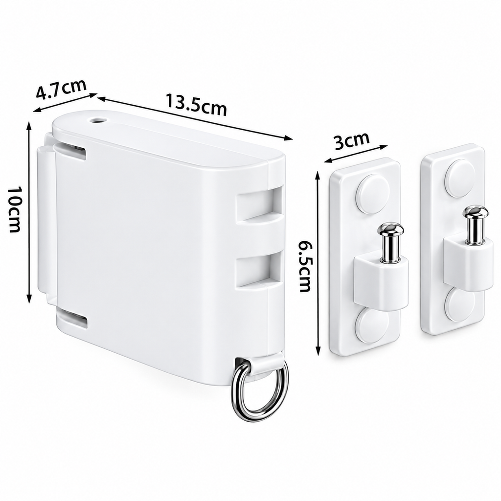 Wall-Mounted Retractable Clothesline – 4M Stainless Steel Heavy Duty Invisible Laundry Drying Rope (15kg Load)