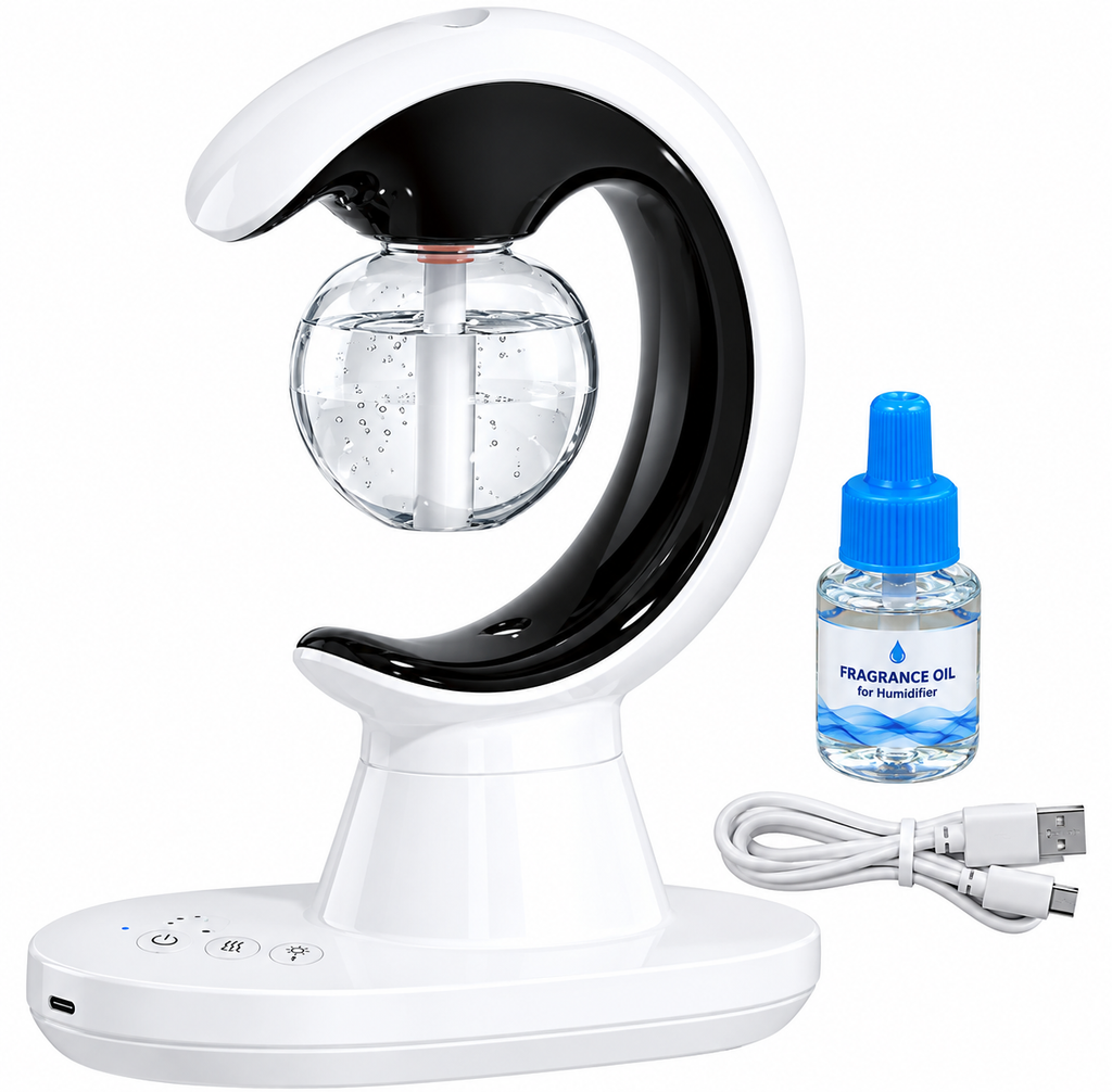 3-in-1 Crescent Moon Air Humidifier Night Lamp with Electric Mosquito Repellent & UV Light