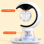 3-in-1 Crescent Moon Air Humidifier Night Lamp with Electric Mosquito Repellent & UV Light