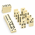 PUREPLAY Jumbo Classic Dominoes Double 6 Game Set – 28 Ivory Tiles with Brass Spinner in Portable Case