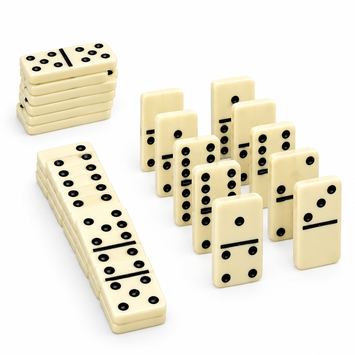 PUREPLAY Jumbo Classic Dominoes Double 6 Game Set – 28 Ivory Tiles with Brass Spinner in Portable Case