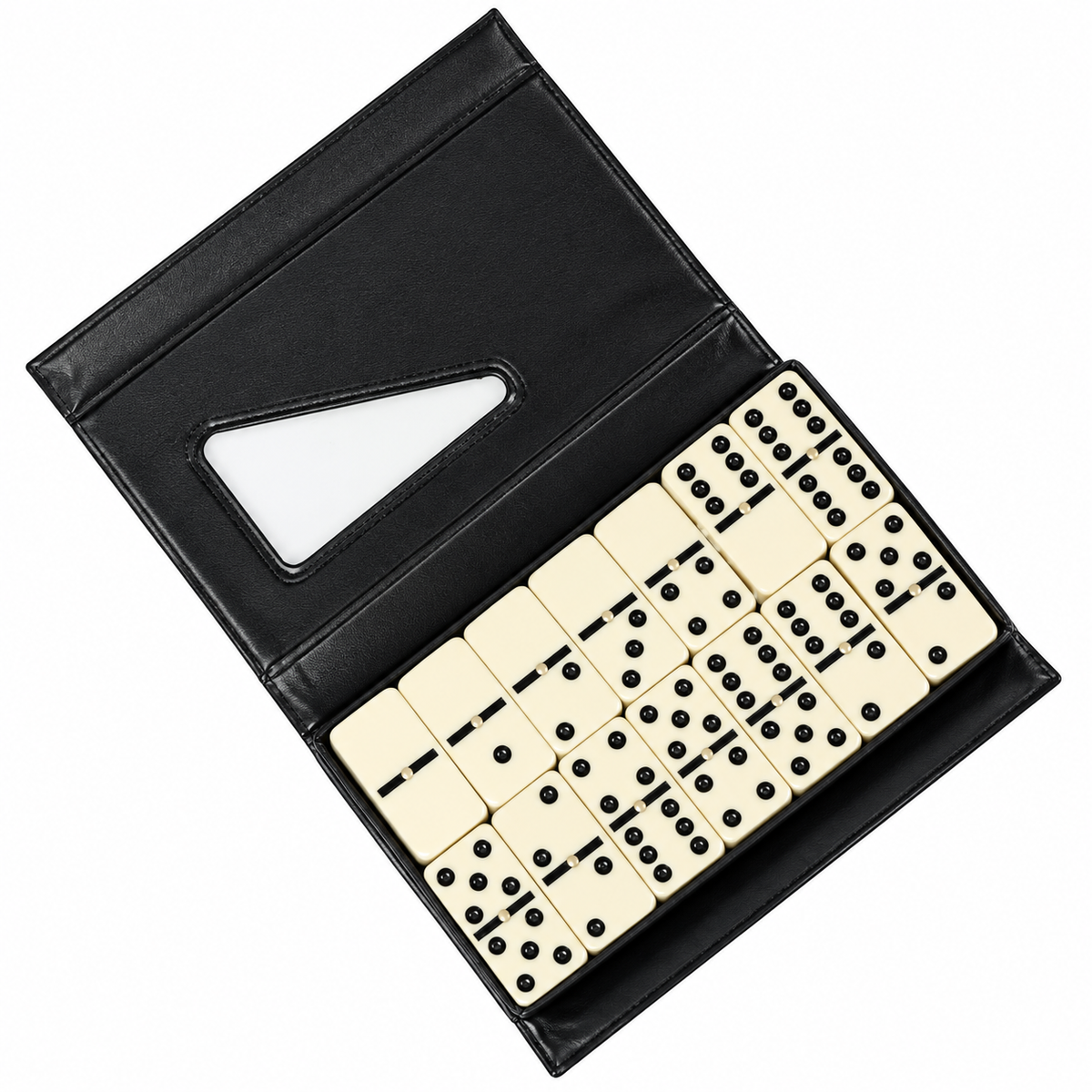 PUREPLAY Jumbo Classic Dominoes Double 6 Game Set – 28 Ivory Tiles with Brass Spinner in Portable Case