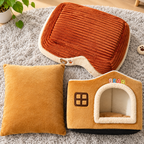 Soft Foldable Indoor Pet House Bed – Warm Washable Cozy Cave for Cats & Small Dogs