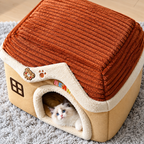 Soft Foldable Indoor Pet House Bed – Warm Washable Cozy Cave for Cats & Small Dogs