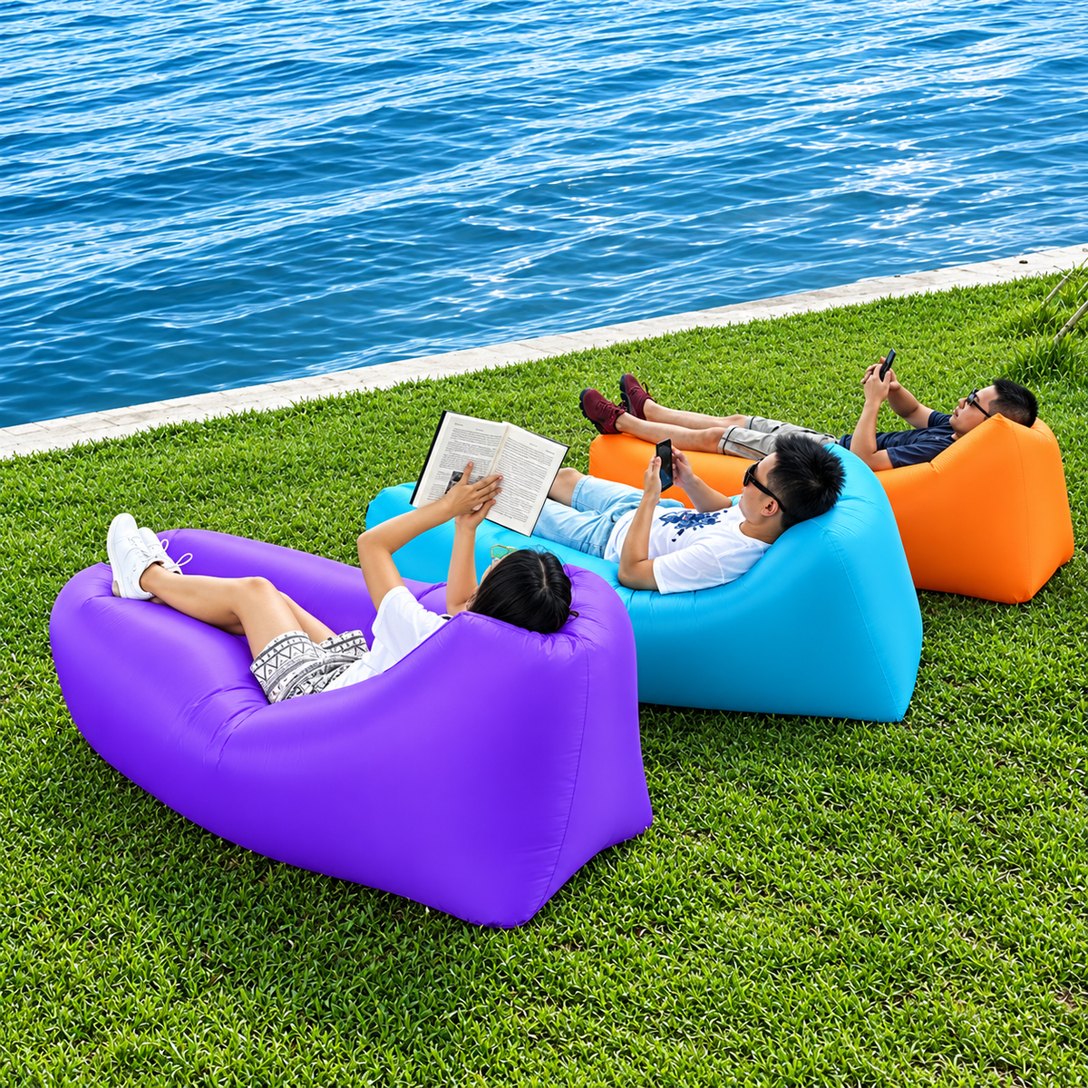 Portable Inflatable Air Sofa Bed & Lounger – Fast Air Filling Outdoor Sleeping Bag for Camping, Beach & Picnic