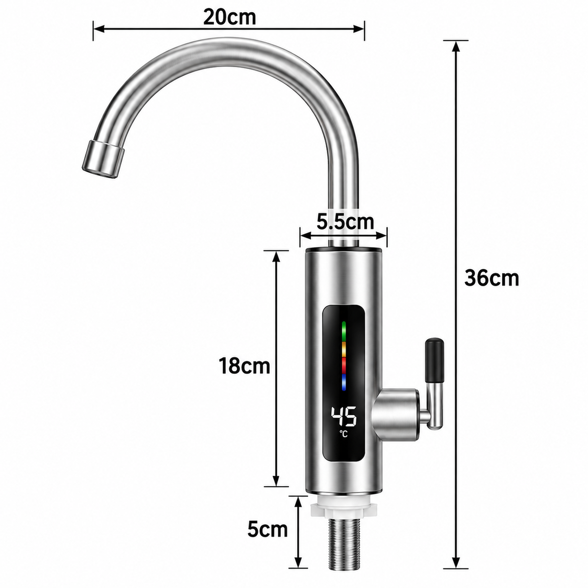 Geepas 3000W Instant Electric Hot & Cold Water Heating Faucet with LED Temperature Display – 1 Year Warranty