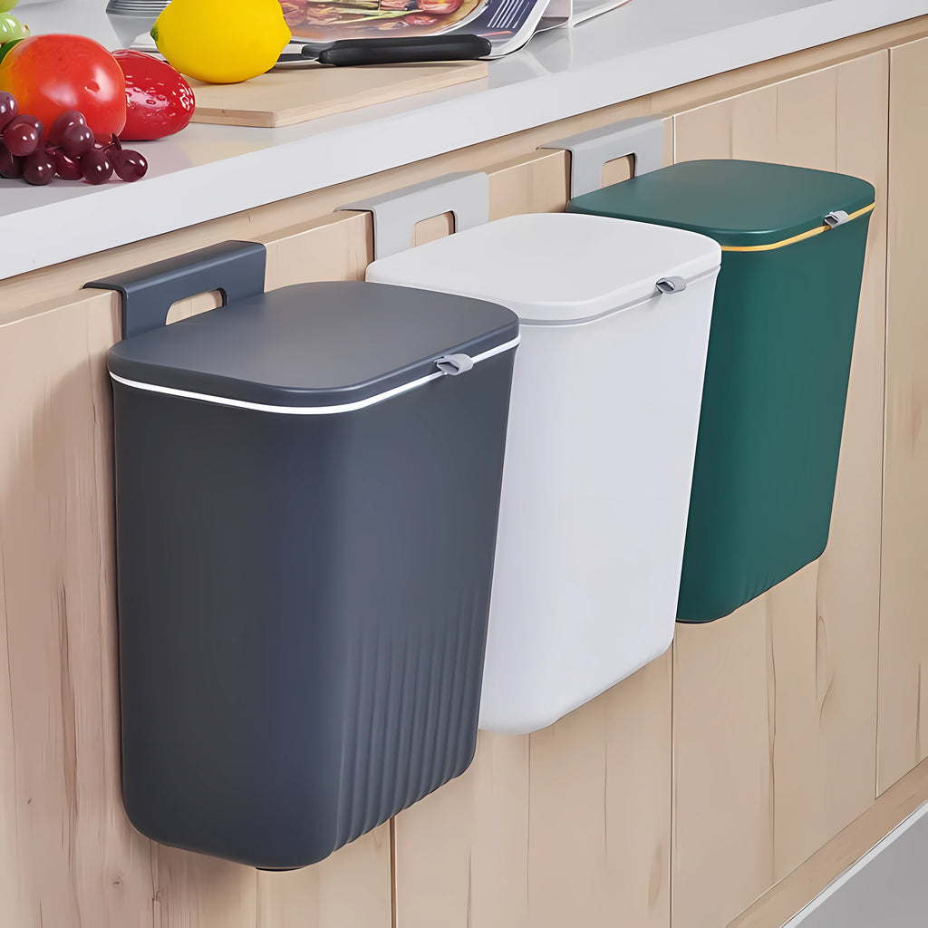 Wall-Mounted Kitchen Trash Bin with Sliding Lid – 9L Hanging Cabinet Door Compost & Waste Can