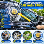 Turbo Shine 360° Water Powered Rotating Car Wash Brush Kit – Automatic Foaming Scratch-Free Cleaner with Soap Dispenser