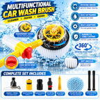 Turbo Shine 360° Water Powered Rotating Car Wash Brush Kit – Automatic Foaming Scratch-Free Cleaner with Soap Dispenser