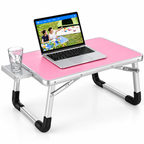 Portable Folding Aluminum Laptop Desk with Cup Holder – Multipurpose Study Table Stand for Bed & Sofa