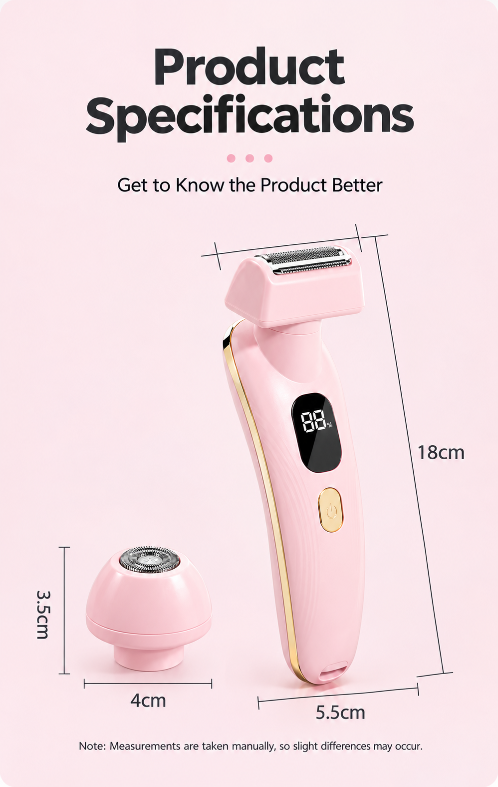 JOYSO™ Rechargeable Multi-functional Electric Lady Shaver with Smart LED Display – Waterproof Wet & Dry Trimmer