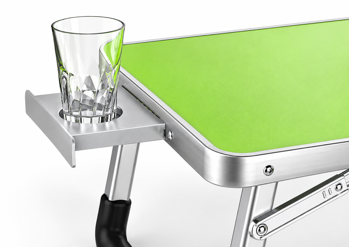 Portable Folding Aluminum Laptop Desk with Cup Holder – Multipurpose Study Table Stand for Bed & Sofa
