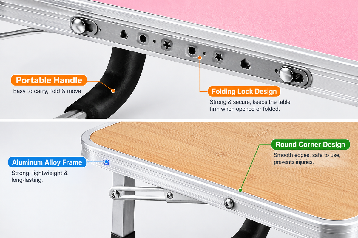 Portable Folding Aluminum Laptop Desk with Cup Holder – Multipurpose Study Table Stand for Bed & Sofa