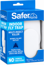 Safer Home Indoor Plug-In Flying Insect Trap Chemical-Free UV LED Fruit Fly, Gnat & Moth Catcher with Sticky Tech Glue Cards