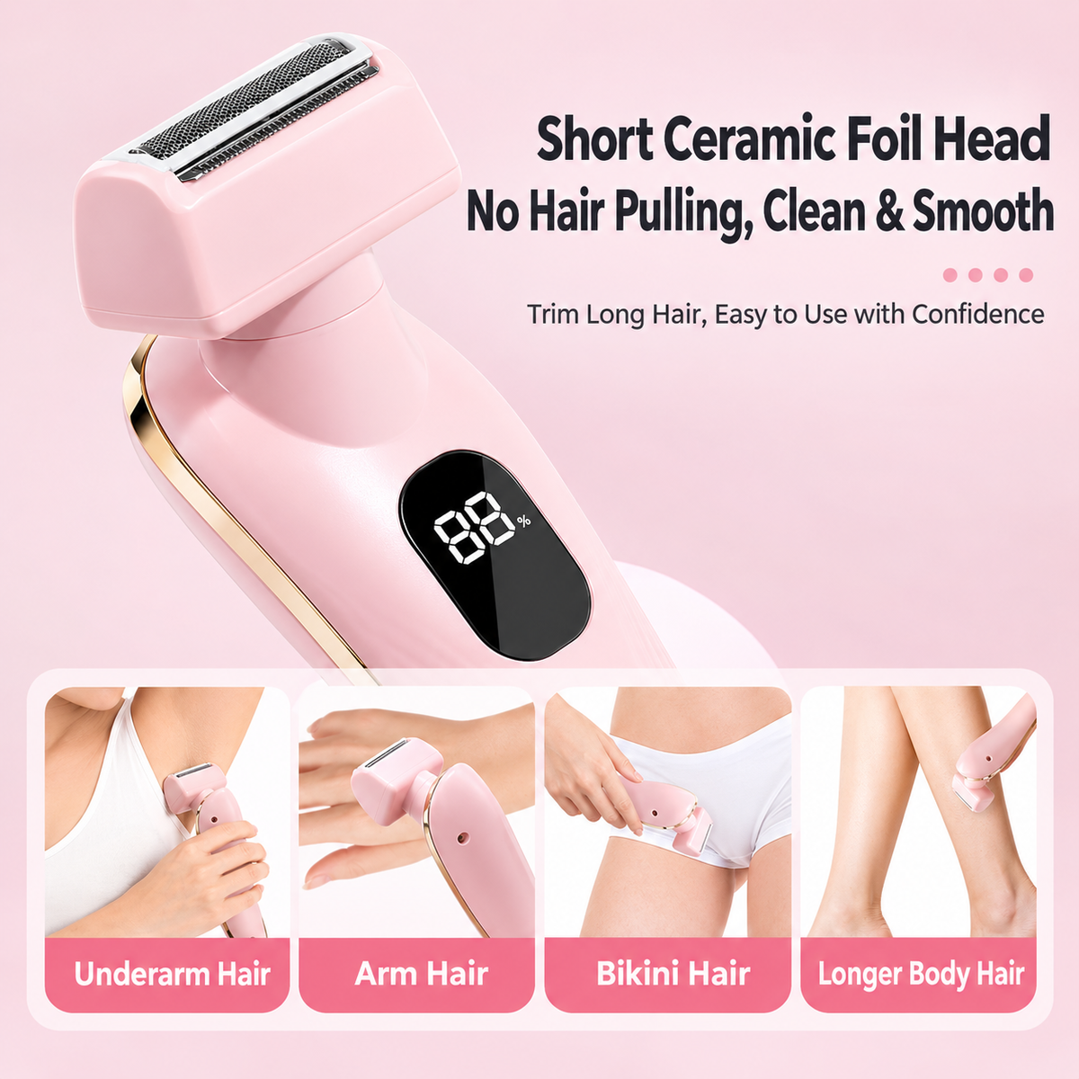 JOYSO™ Rechargeable Multi-functional Electric Lady Shaver with Smart LED Display – Waterproof Wet & Dry Trimmer