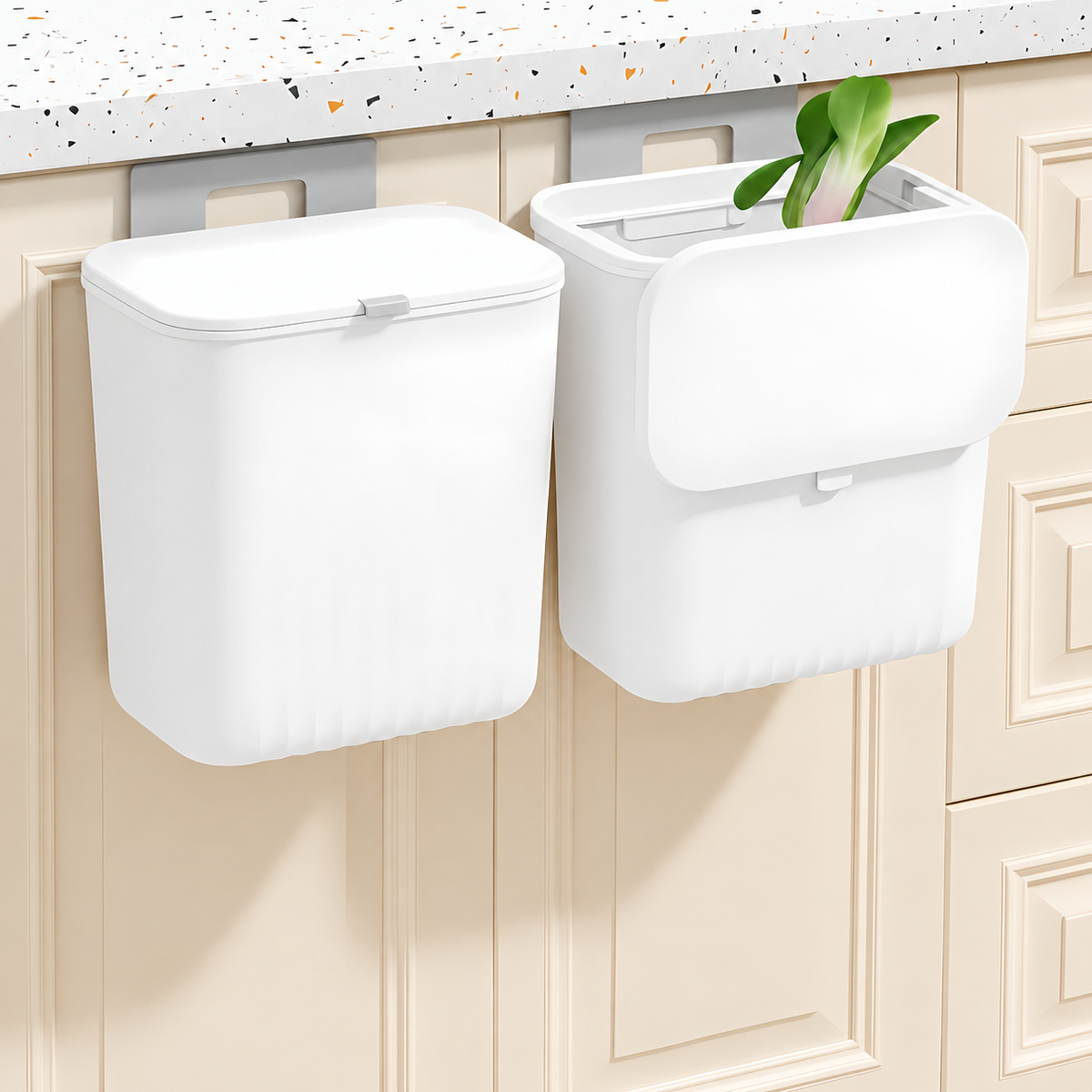 Wall-Mounted Kitchen Trash Bin with Sliding Lid – 9L Hanging Cabinet Door Compost & Waste Can