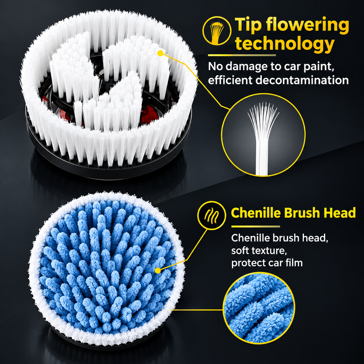 Turbo Shine 360° Water Powered Rotating Car Wash Brush Kit – Automatic Foaming Scratch-Free Cleaner with Soap Dispenser