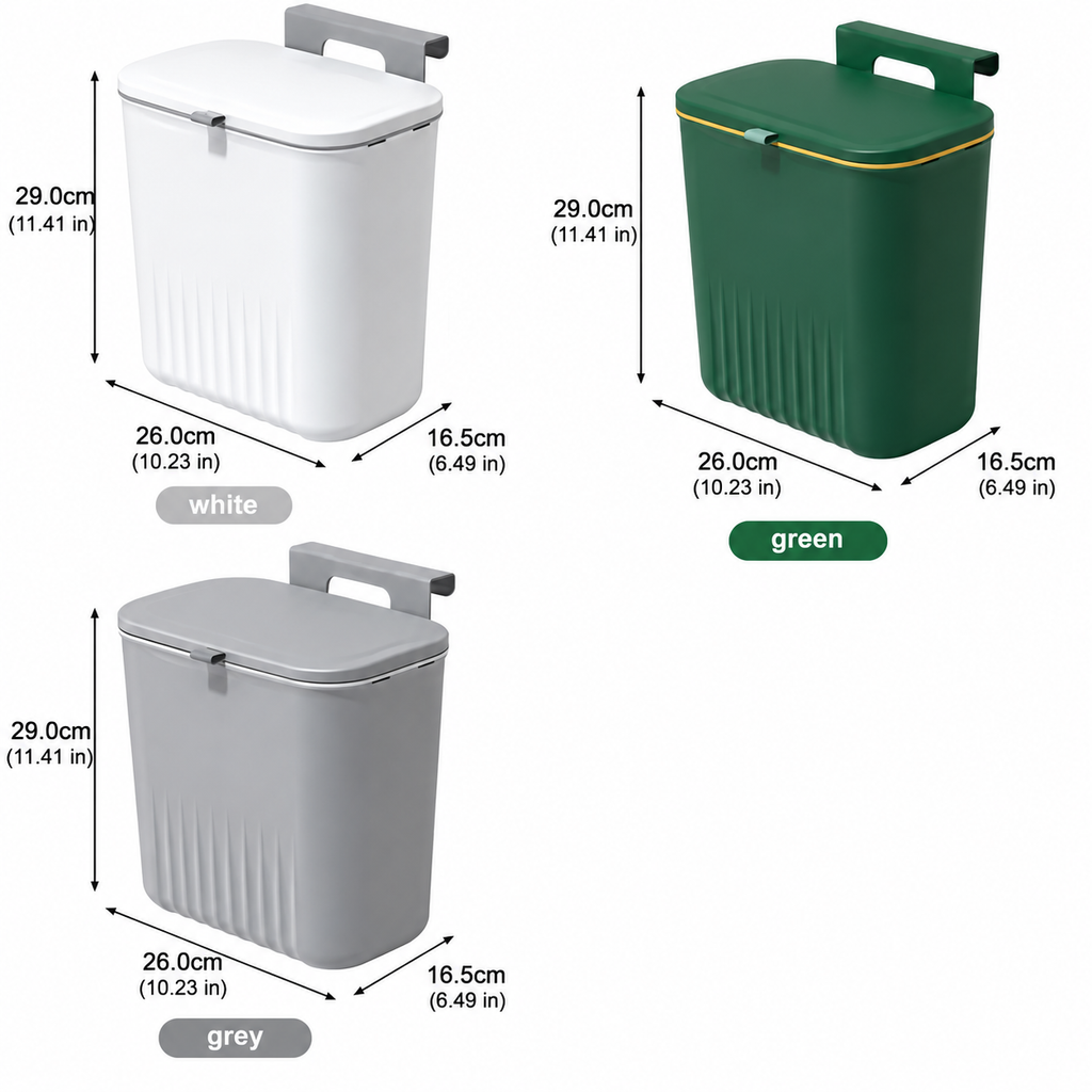 Wall-Mounted Kitchen Trash Bin with Sliding Lid – 9L Hanging Cabinet Door Compost & Waste Can