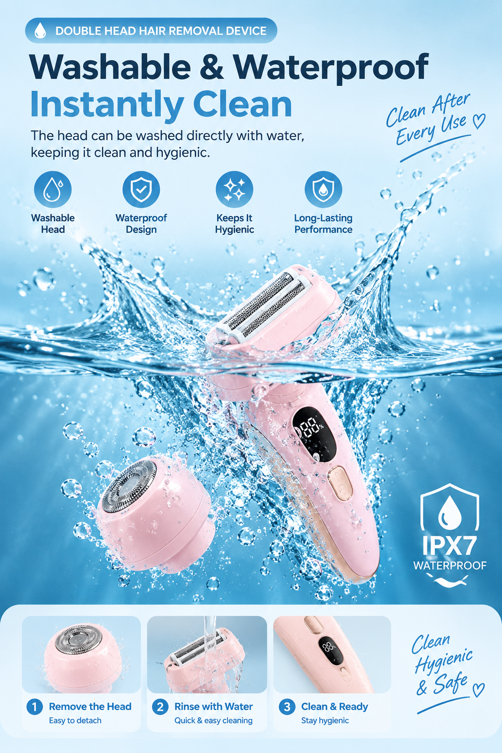 JOYSO™ Rechargeable Multi-functional Electric Lady Shaver with Smart LED Display – Waterproof Wet & Dry Trimmer