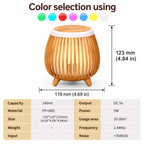 Nordic Wood Grain Aroma Diffuser & Humidifier with 7-Color LED Light – Bird Cage Style Essential Oil Diffuser